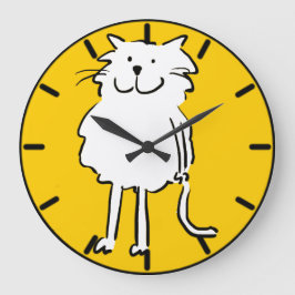 Reloj Redondo Grande Gato sonriente feliz como Ilustracion Personalizad