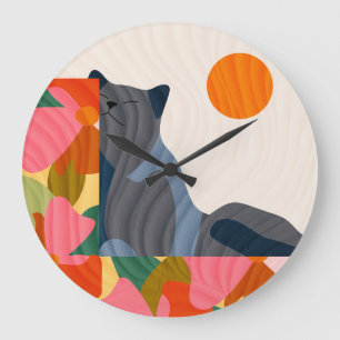 Reloj Redondo Grande Gato Sunny Garden