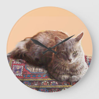 RELOJ REDONDO GRANDE GATO TURCO EN LA VIEJA CARPETA