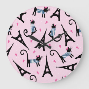 Reloj Redondo Grande Gato vestido estilo francés con el modelo de la