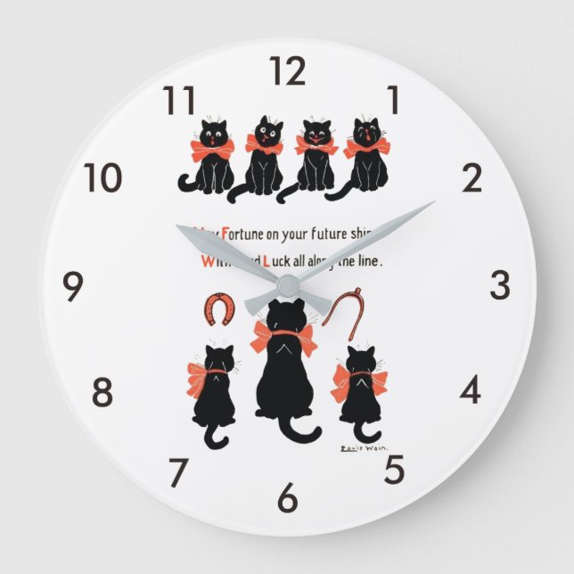 Reloj Redondo Grande Gatos afortunados, Louis Wain (Anverso)
