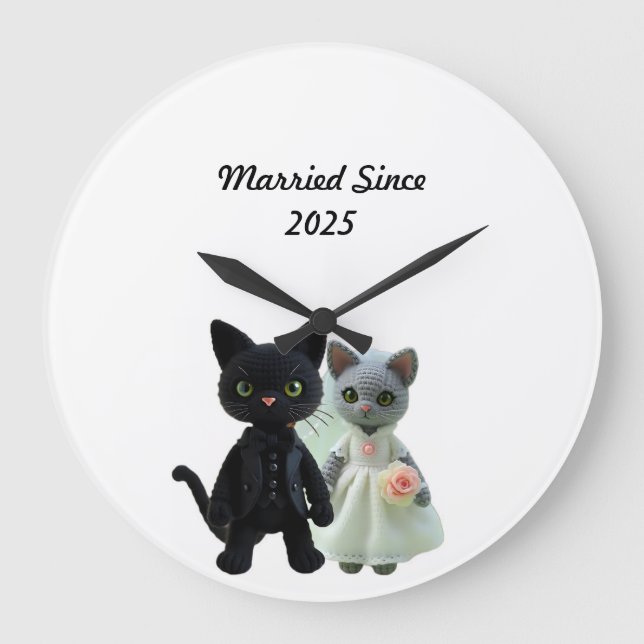 Reloj Redondo Grande Gatos casados 2025 (Anverso)