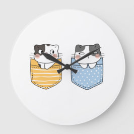 Reloj Redondo Grande Gatos cortos