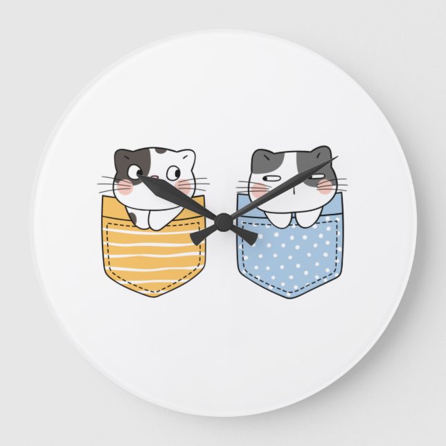 Reloj Redondo Grande Gatos cortos (Anverso)