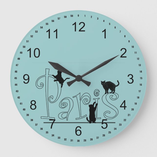 Reloj Redondo Grande Gatos de París (Anverso)