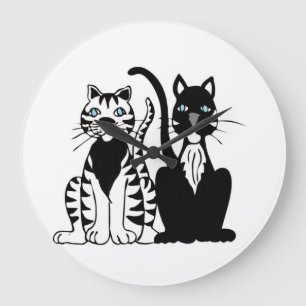 Reloj Redondo Grande Gatos gemelos Personalizados