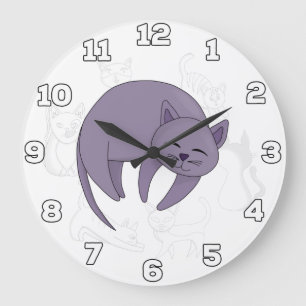 Reloj Redondo Grande Gatos grises durmiendo y gargantas gargantas