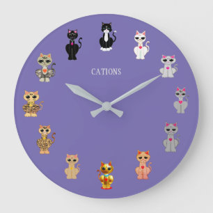 Reloj Redondo Grande Gatos lindos del dibujo animado