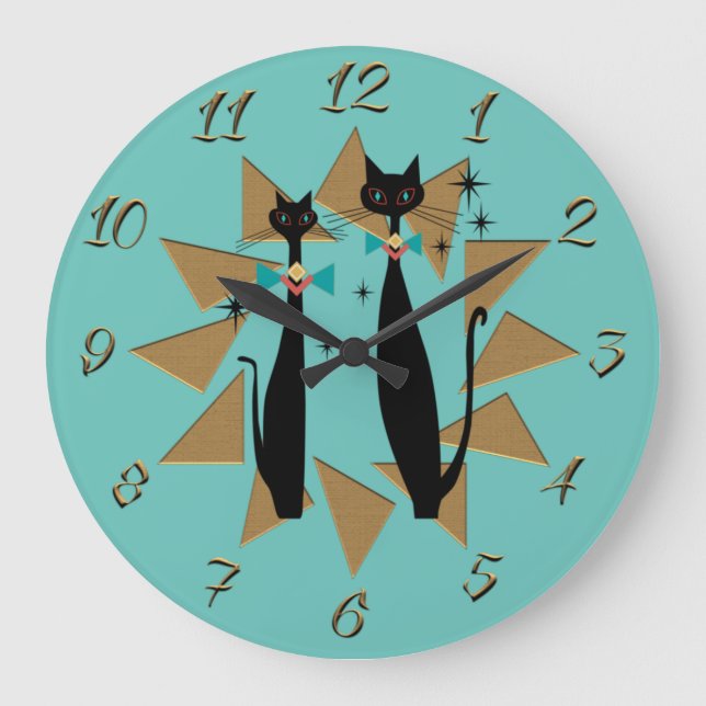 Reloj Redondo Grande Gatos modernos de Guay de mediados del siglo (Anverso)