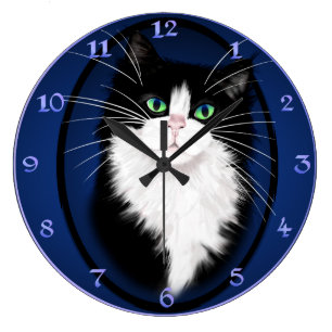Reloj Redondo Grande Gatos TUX-Tuxedo rock