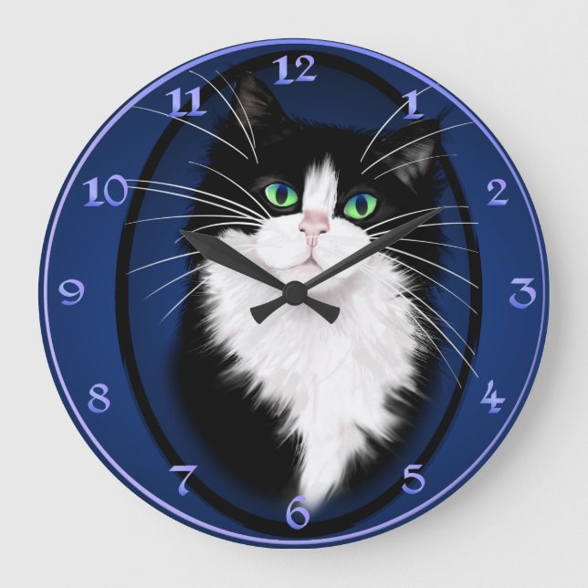 Reloj Redondo Grande Gatos TUX-Tuxedo rock (Anverso)