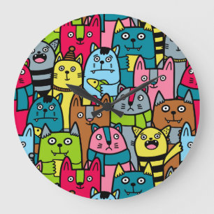 Reloj Redondo Grande Gatos y gatos