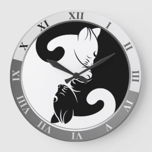 Reloj Redondo Grande Gatos yin yang