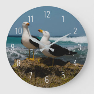 Reloj Redondo Grande Gaviota del Pacífico Animal Playa en el Paraíso