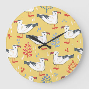 Reloj Redondo Grande Gaviota vintage deja patrón natural