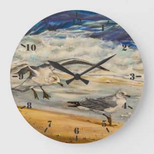 Reloj Redondo Grande Gaviotas en la playa