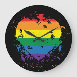 Reloj Redondo Grande Gay Pride Rainbow Flag Love Heart