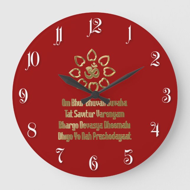 Reloj Redondo Grande Gayatri mantra (Anverso)