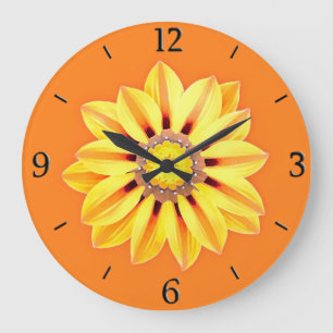 Reloj Redondo Grande Gazania Daisy - Naranja y amarillo