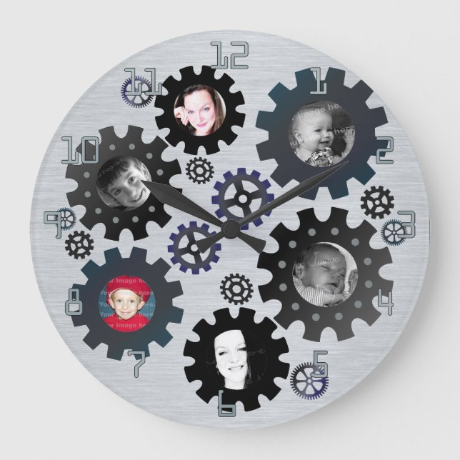 Reloj Redondo Grande Gears Photo Frames Wall Clock (Anverso)