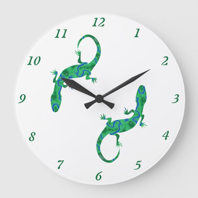 Reloj Redondo Grande Gecko verde (Anverso)