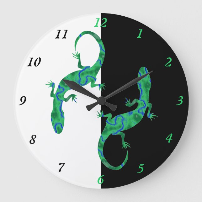 Reloj Redondo Grande Gecko verde (Anverso)