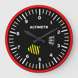 Reloj Redondo Grande Geek de Aviación del Piloto Altimetr