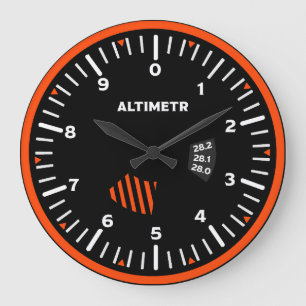 Reloj Redondo Grande Geek de Aviación del Piloto Altimetr