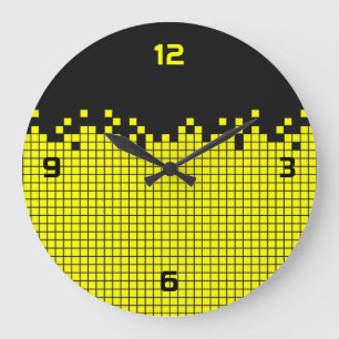Reloj Redondo Grande Geek de videojuegos retro de los 80 píxeles amaril