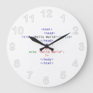 Reloj Redondo Grande Geek php Greeting