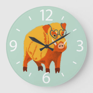Reloj Redondo Grande Geek Pig Funny Boar Wild Animal