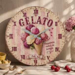 Reloj Redondo Grande Gelato  Italian Ice Cream Kitchen 