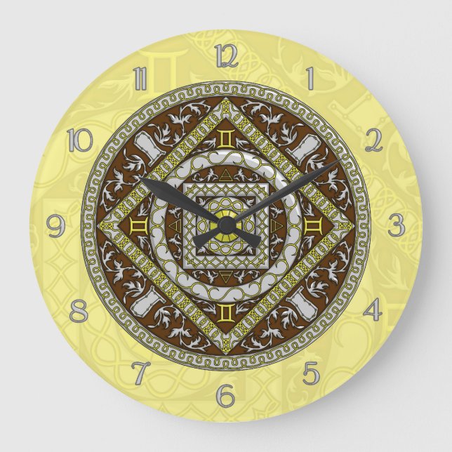 Reloj Redondo Grande Gemini Mandala Clock (Anverso)