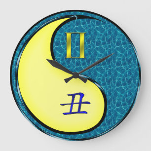Reloj Redondo Grande Géminis y Buey de Agua