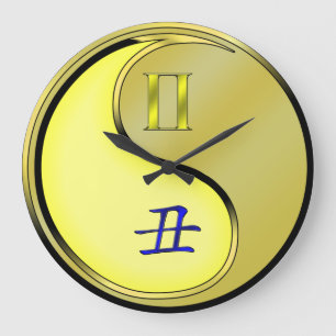 Reloj Redondo Grande Géminis y Buey de Metal