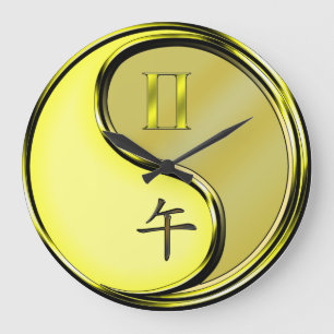 Reloj Redondo Grande Géminis y Caballo de Metal