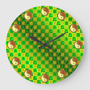 Reloj Redondo Grande Géminis y Cabra de Madera