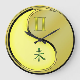 Reloj Redondo Grande Géminis y Cabra de Metal