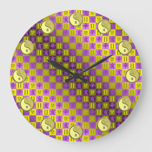 Reloj Redondo Grande Géminis y Cerdo de Metal