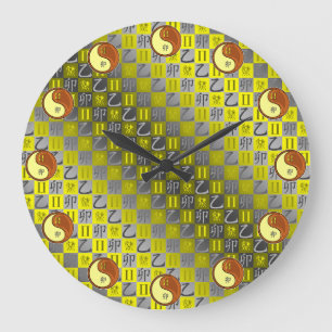 Reloj Redondo Grande Géminis y Conejo de Madera