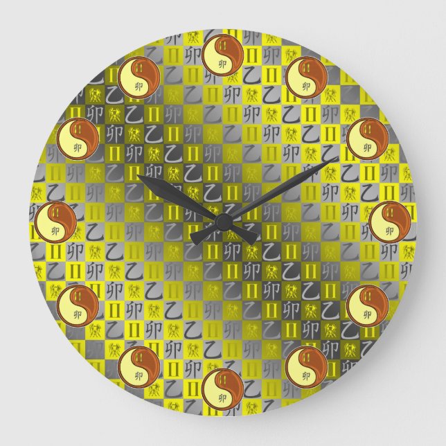 Reloj Redondo Grande Géminis y Conejo de Madera (Anverso)