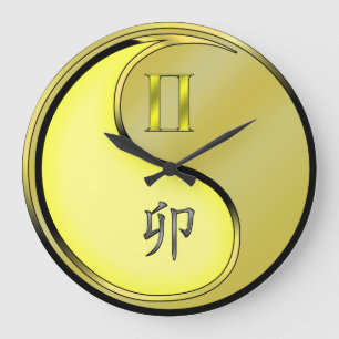 Reloj Redondo Grande Géminis y Conejo de Metal