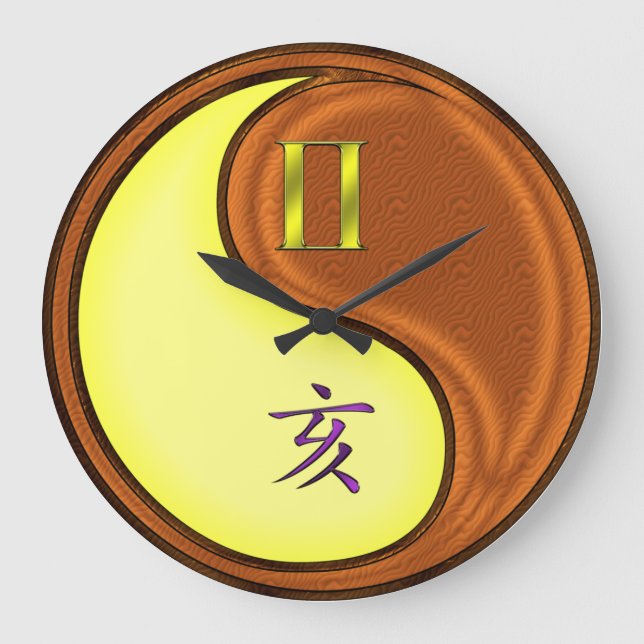 Reloj Redondo Grande Géminis y Jabalí de Madera (Anverso)