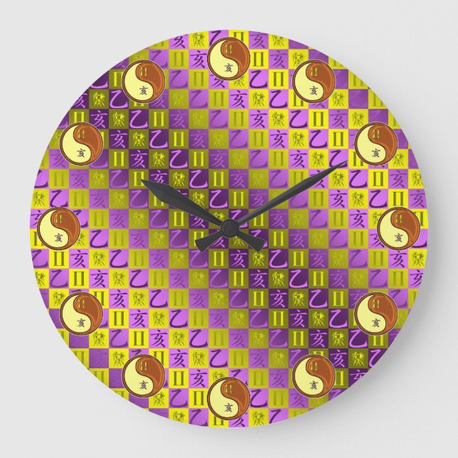 Reloj Redondo Grande Géminis y Jabalí de Madera (Anverso)