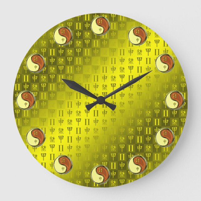 Reloj Redondo Grande Géminis y Mono de Madera (Anverso)