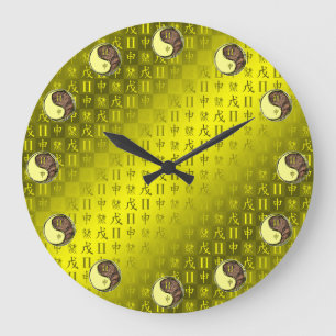 Reloj Redondo Grande Géminis y Mono de Tierra