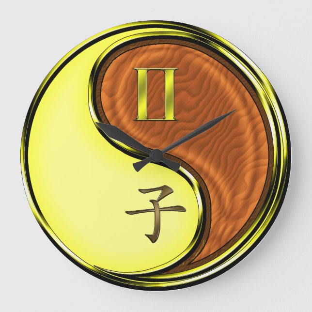 Reloj Redondo Grande Géminis y Rata de Madera (Anverso)