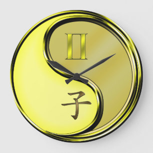 Reloj Redondo Grande Géminis y Rata de Metal