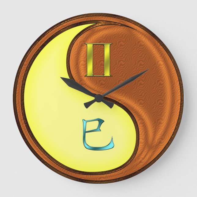 Reloj Redondo Grande Géminis y Serpiente de Madera (Anverso)