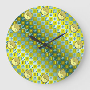 Reloj Redondo Grande Géminis y Serpiente de Metal